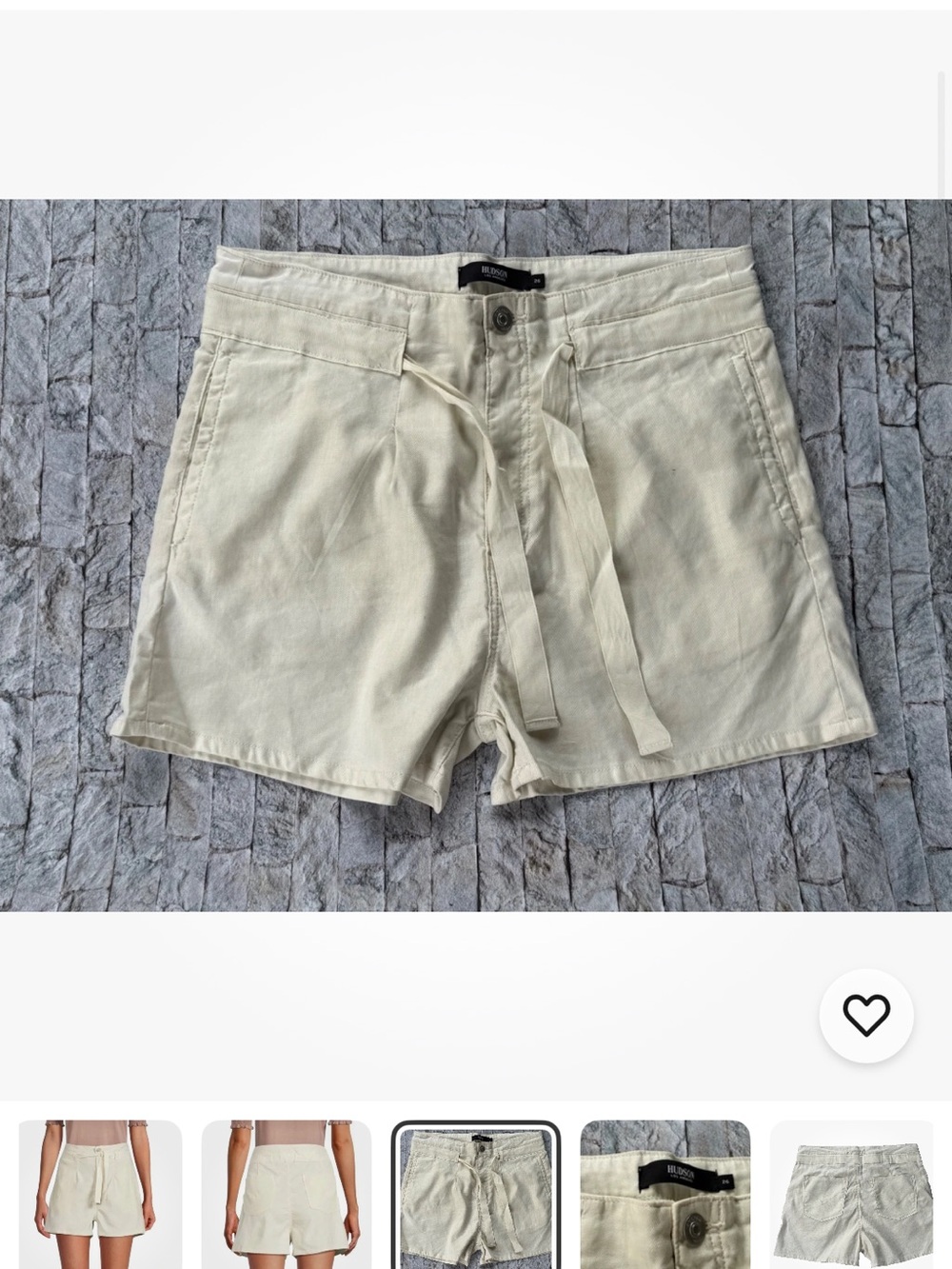 Hudson Paperbag Linen Shorts Women Sz 26 Ivory/Cream - Picture 3 of 5